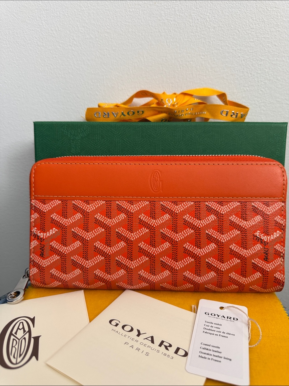 Goyard Orange Matignon Goyardine Zip-Around Wallet